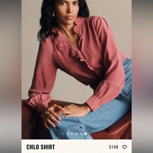 Sezane Chlo Shirt Blouse Pink 34